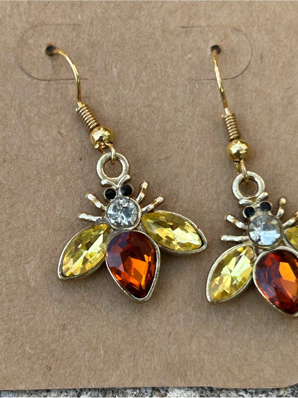 Yellow and Amber Bee Drop Earrings - Women's Jewelry